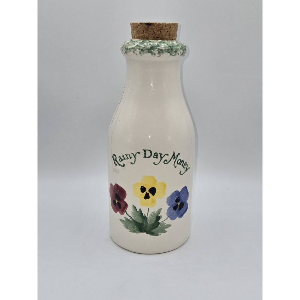 Vintage‎ Crock Shop Santa Ana CA Stoneware Coin Bank Bottle Jug Green Drip Glaze